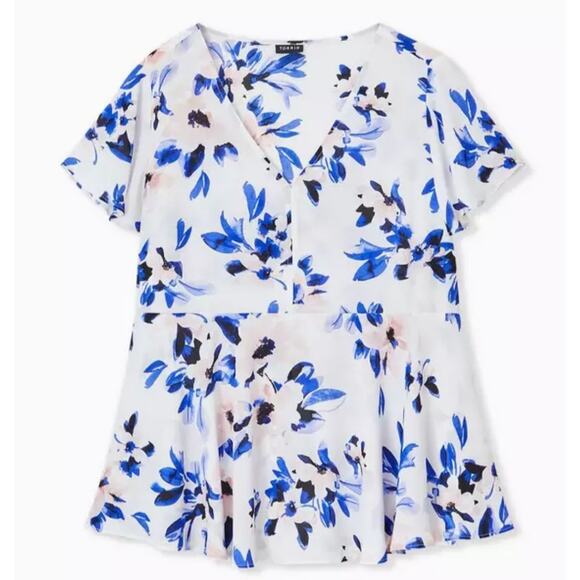 Torrid Floral Babydoll Georgette Flutter Sleeve Blouse Peplum Plus Size 3x - Picture 3 of 15